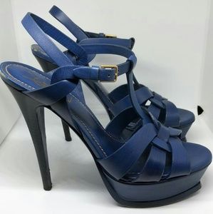 Saint Laurent Blue Tribute Navy Ysl Sandals